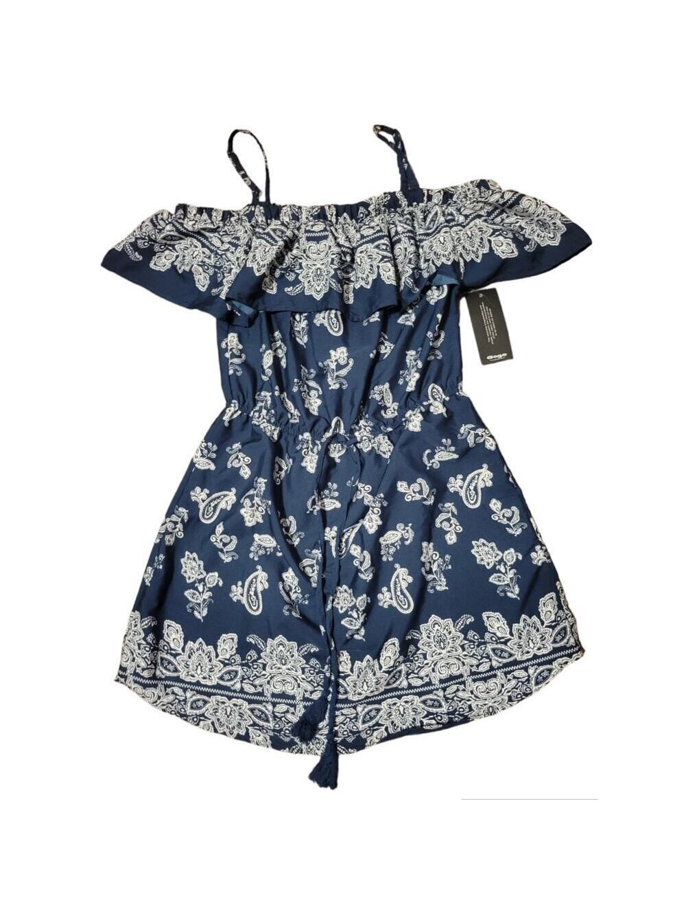 NWT Blush Navy Boho Off Shoulder Above Knee Dress Size M